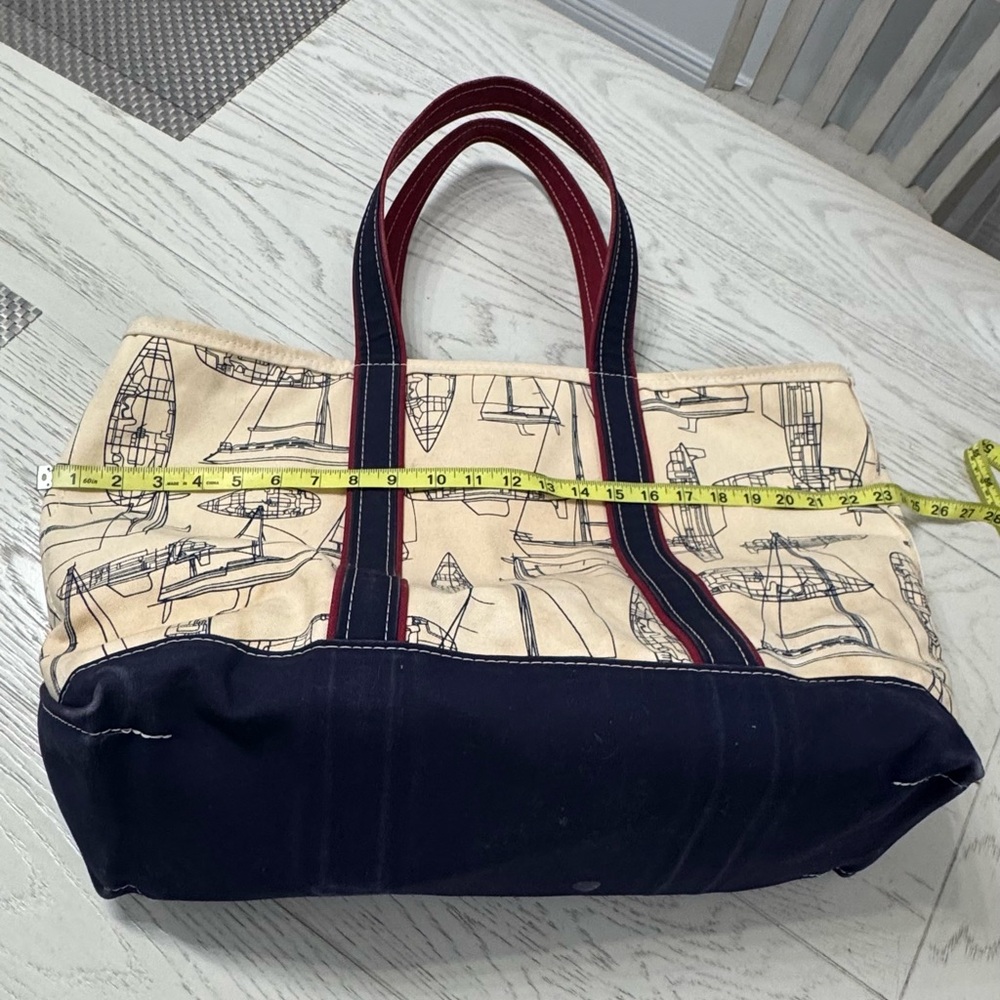 L.L. Bean Canvas Tote with Nautical Design - image 3